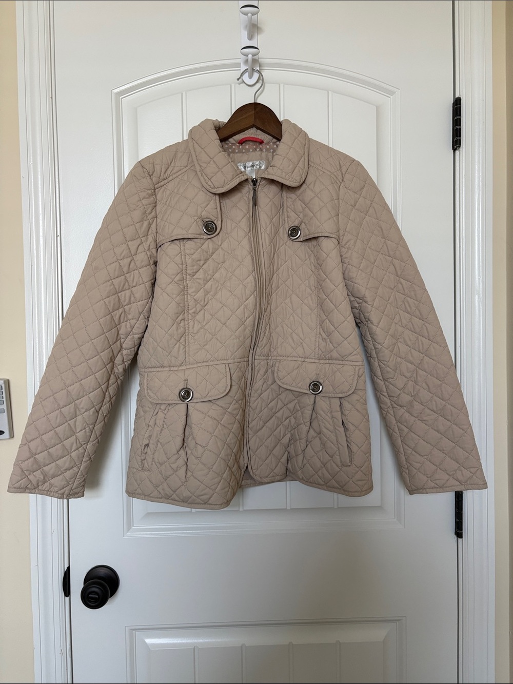 Dress Barn Quilted Light Beige Zip Jacket